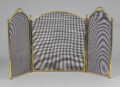 Brass and Wire Three Panel Folding Fireplace Screen
