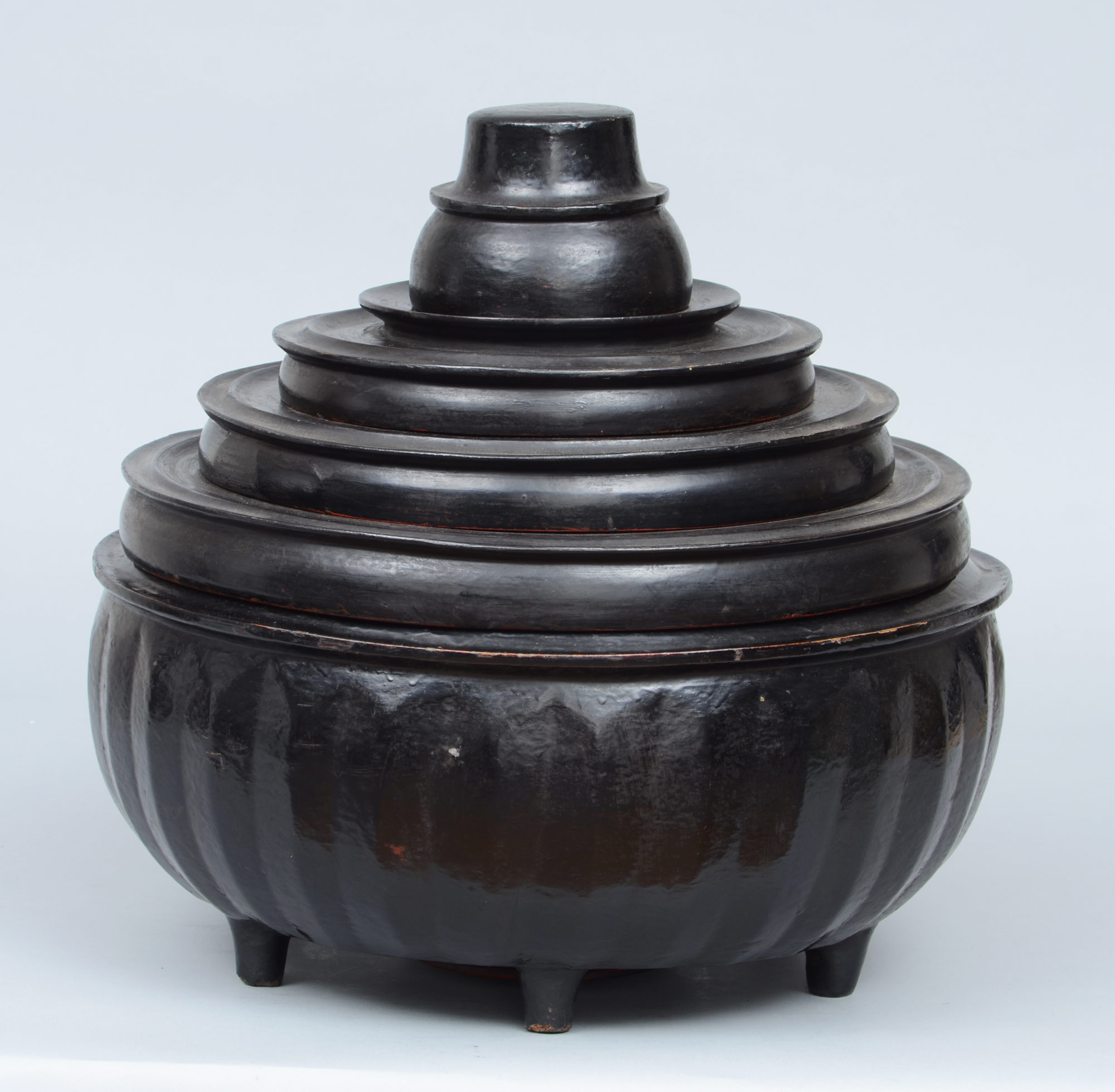 Black Lacquered Small Covered Bowls Mini Burmese Offering Bowl FREE SHIPPING.