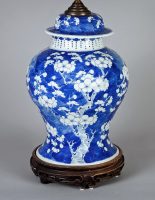 Chinese Antique Blue & White Prunus Lamp-Main View