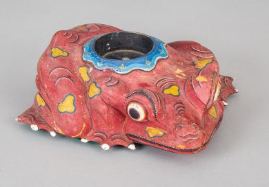 Chinese Antique Carved and Painted Frog