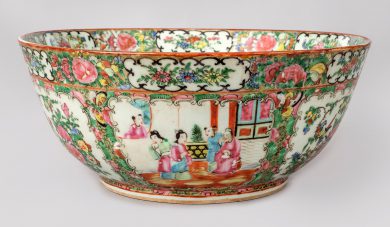 Chinese Export Famille Rose Medallion Punch Bowl