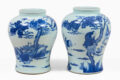 Chinese Near Pair 19th Century Blue and White Vases
