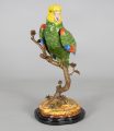 Chinese Porcelain Parrot on Bronze Tree Trunk