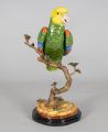 Chinese Porcelain Parrot on Bronze Tree Trunk