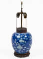 Chinese Blue and White Porcelain Prunus Ginger Jar Lamp