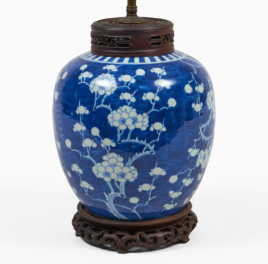 Chinese Blue and White Porcelain Prunus Ginger Jar Lamp