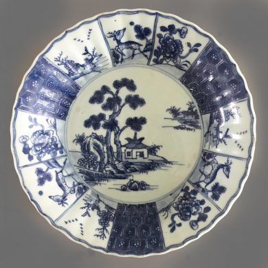 Chinese Qing Dynasty, Kangxi Period Porcelain Blue and White Deep Dish
