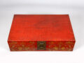 Chinese Tibetan Red Lacquered Leather Trunk