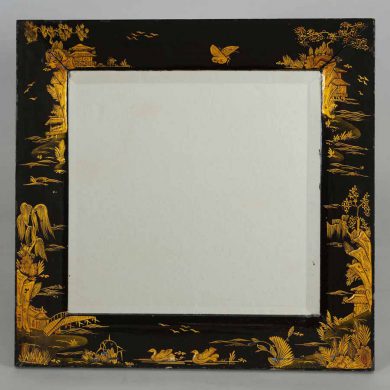 Black  Lacquered Chinoiserie Mirror