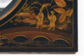 Chinoiserie Ebonized Two-Tiered Pagoda Topped Mirror