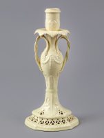 Neoclassical Creamware Candlestick with Twisted Handles-Main Front View