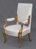 English Antique Regency Giltwood Open Armchair, Circa 1820-Main Angled View