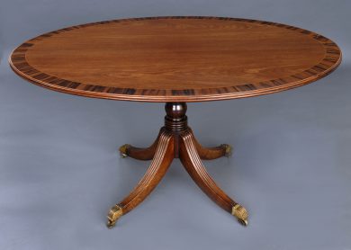 English Antique Regency Period Oval Mahogany Center Table, Circa 1810