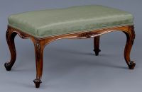 English Antique William IV Carved Rosewood Bench, Circa 1840-Main Angled View