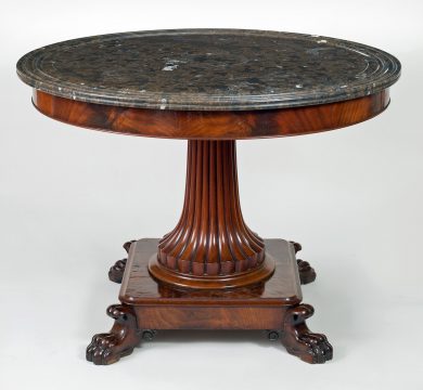 Charles X Mahogany and Marble Gueridon or Center Table