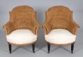 French Napoleon III Arched Back Armchairs, A Pair