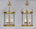 French Gilded Brass Hall Lanterns, a Pair