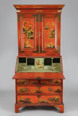 George III Japanned Bureau Bookcase