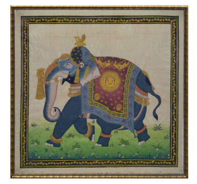 Indian Rajasthani Miniature Painting of a Royal Elephant