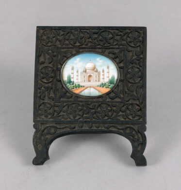 Anglo-Indian Miniature of The Taj Mahal in Ebony Frame