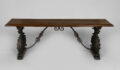 Italian Baroque Style Walnut and Wrought Iron Bench