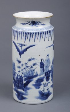 Large Chinese Export Cylindrical Open Vase