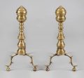 American 19th Century Brass Andirons, a Pair