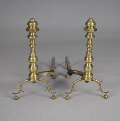 Pair American Brass Andirons