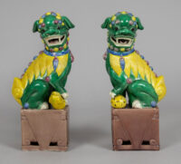 Pair Chinese Porcelain Foo Dogs