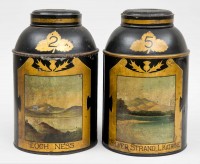 Pair Scottish Tole Tea Canisters, Circa 1850