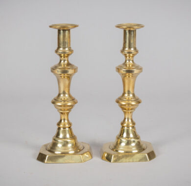 Pair Brass Push-up Candlesticks