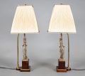 Pair Venetian Brass Gondola Seahorse Lamps