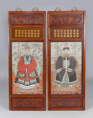 Pair Chinese Framed Ancestor Portraits