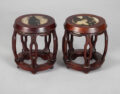 Pair Chinese Rosewood Barrel Form Display Stands