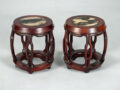 Pair Chinese Rosewood Barrel Form Display Stands