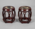 Pair Chinese Rosewood Barrel Form Display Stands