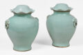Pair Chinese Celadon Vases with Lids