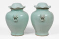 Pair Chinese Celadon Vases with Lids