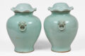 Pair Chinese Celadon Vases with Lids