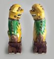 Chinese Export Yellow Foo Dogs, a Pair