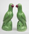 Pair Chinese Green Parrots, Circa 1820