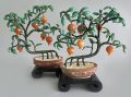 Pair Vintage Chinese Hardstone Bonsai Pomegranate Trees