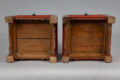 Pair Chinese Red Lacquered Low Stands