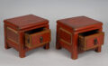 Pair Chinese Red Lacquered Low Stands