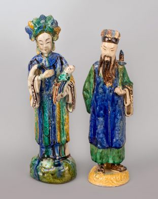 Pair Chinese Shiwan Ware Pottery Figures