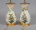 Pair Decalcomania Vase Lamps and Shades