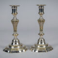 Antique Pair French 18th Century Silver-Plate Candlesticks