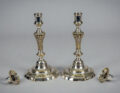 Antique Pair French 18th Century Silver-Plate Candlesticks