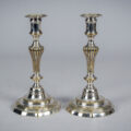 Antique Pair French 18th Century Silver-Plate Candlesticks