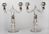 Pair French Glass Candelabra, Circa 1860-Main Front View